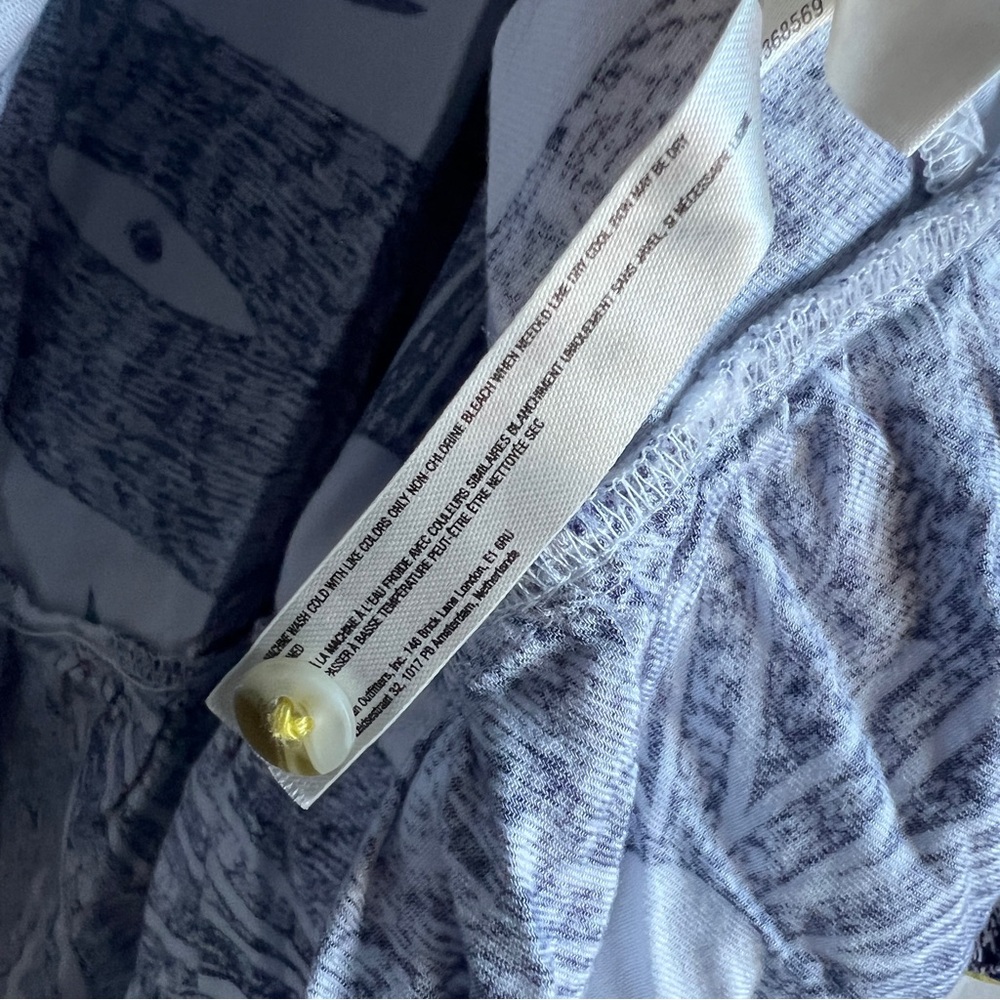 Anthropologie White and Blue Camille Cabanes Botanical Flannel Pajama Set - Picture 12 of 16